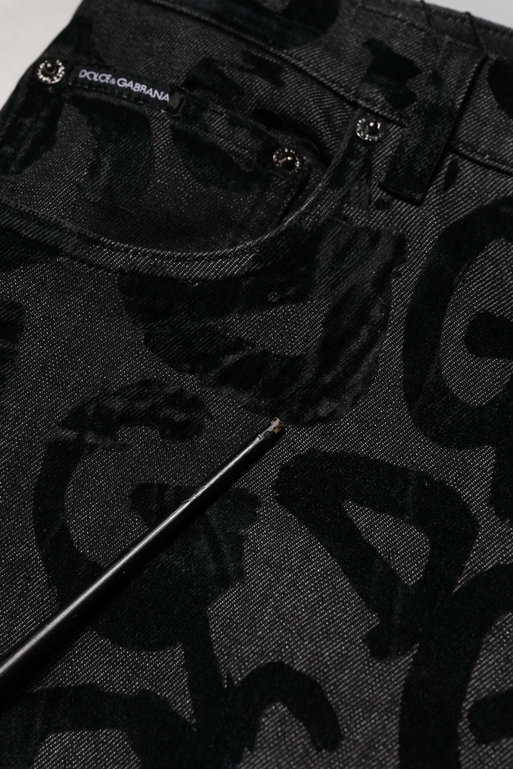 Dolce & Gabbana Gray Cotton DG Logo Straight Men Denim Jeans